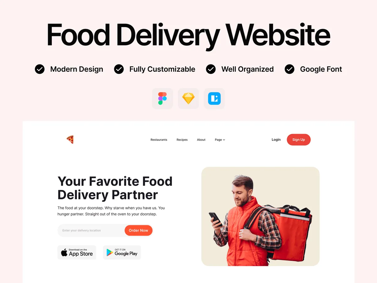 Food Delivery - Website Free UI Kit