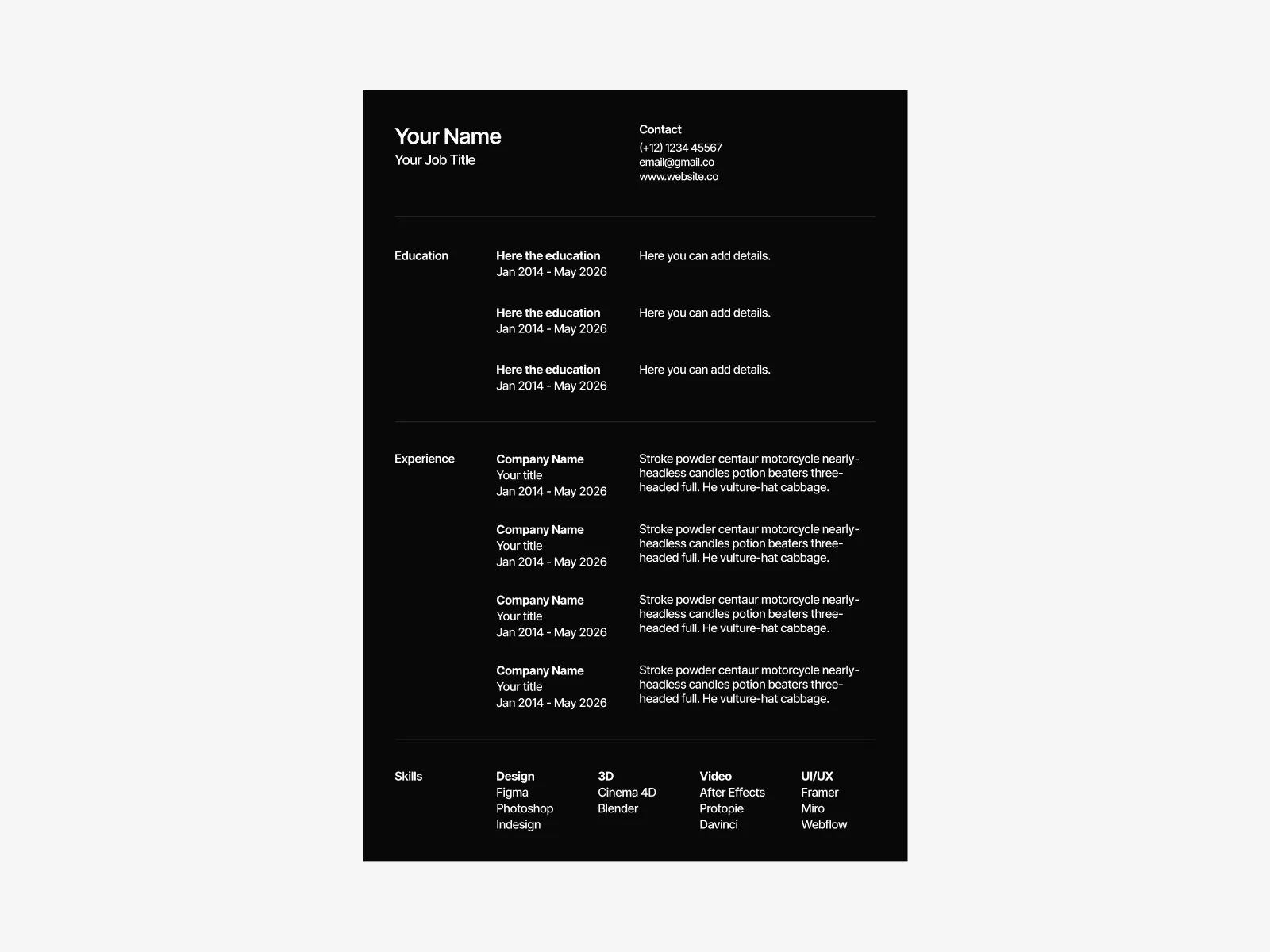 Resume Template preview 2