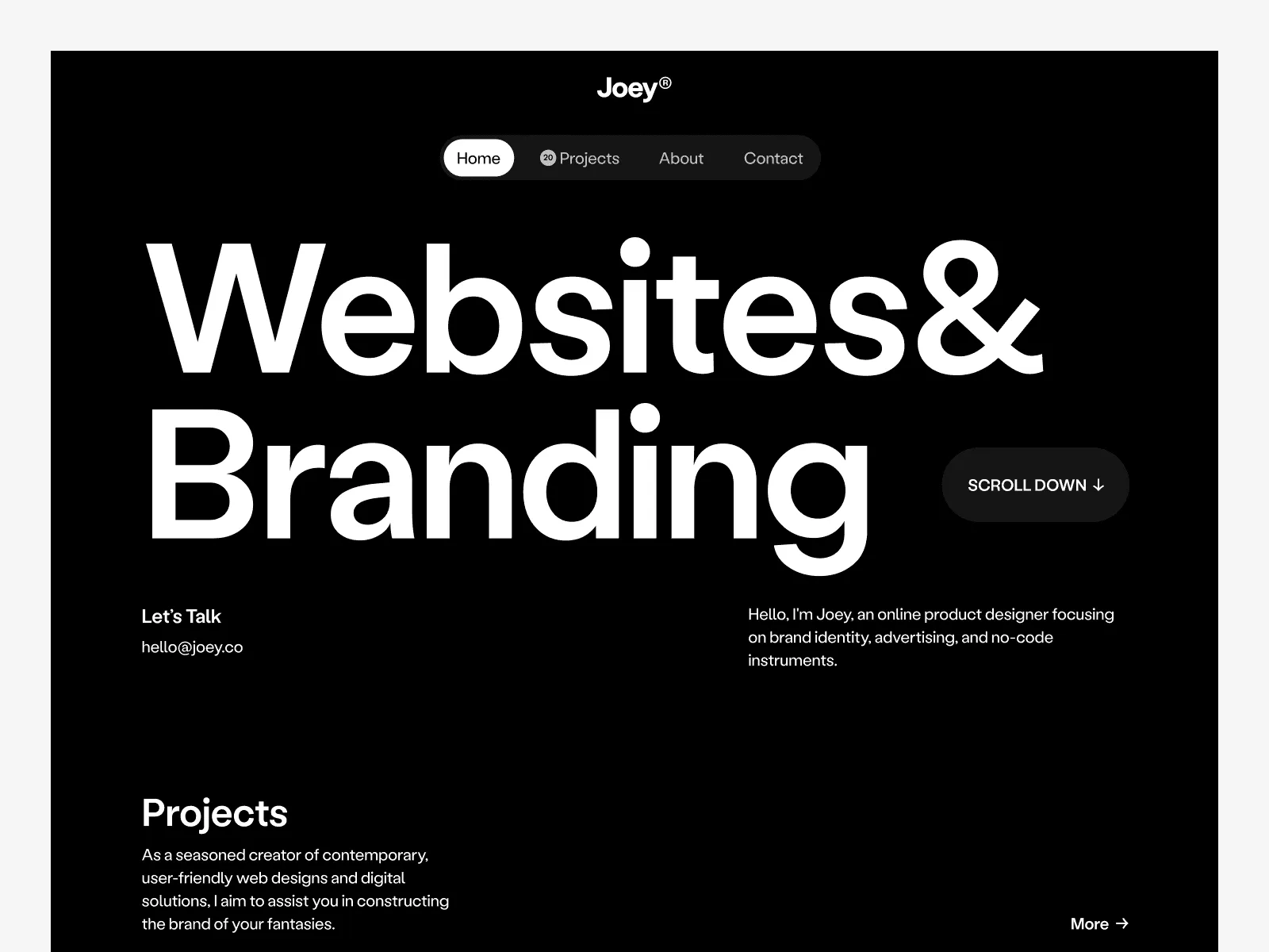 Joey Personal - Portfolio Website Template preview 1