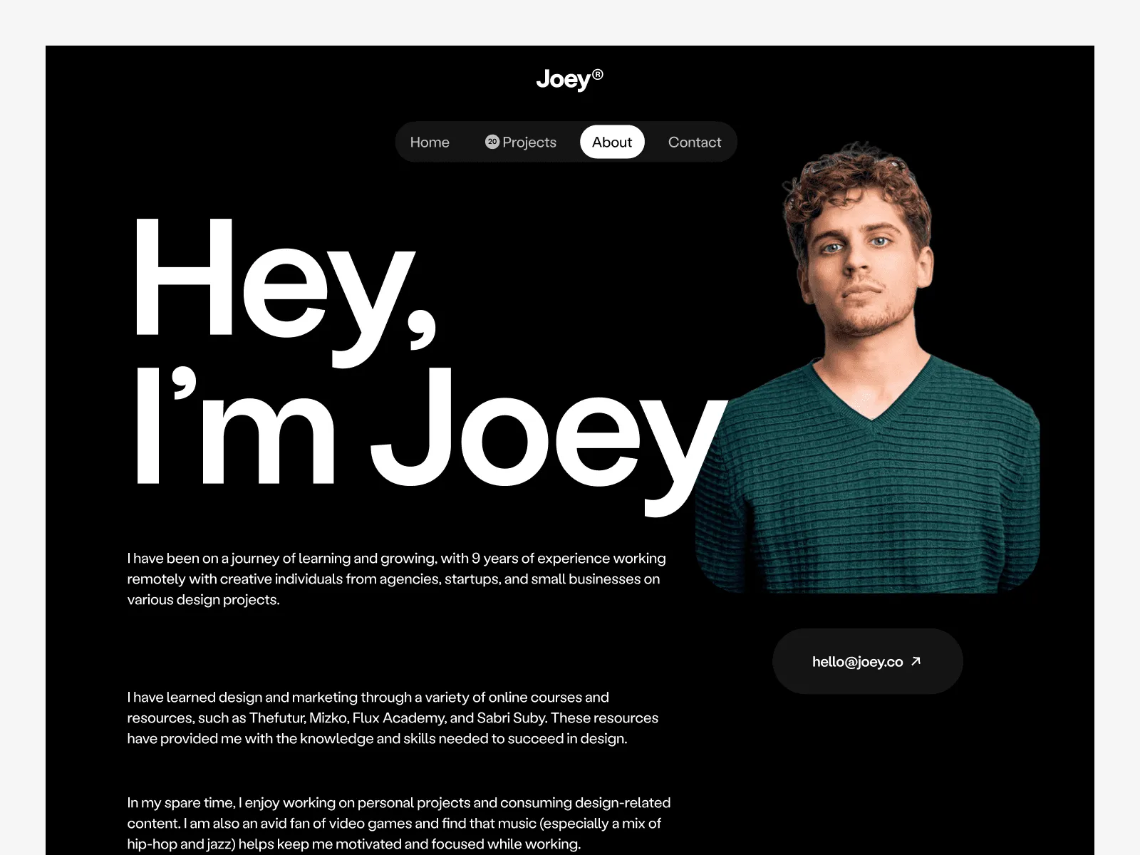 Joey Personal - Portfolio Website Template preview 3