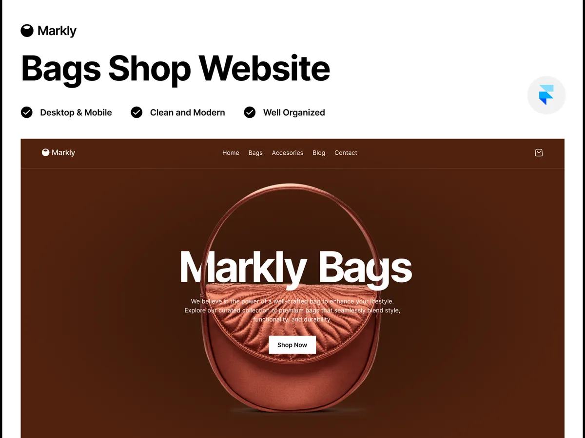 Markly Bags Shop - E-commerce Website Template (Framer)