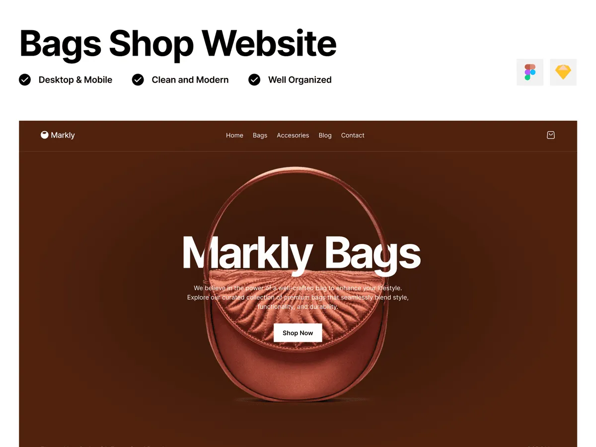 Markly Bags Shop - E-commerce Website Template