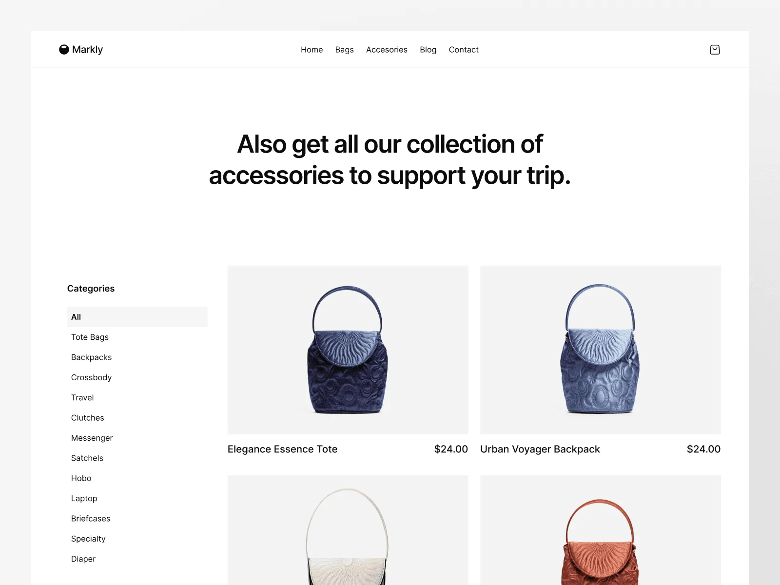 Markly Bags Shop - E-commerce Website Template preview 2