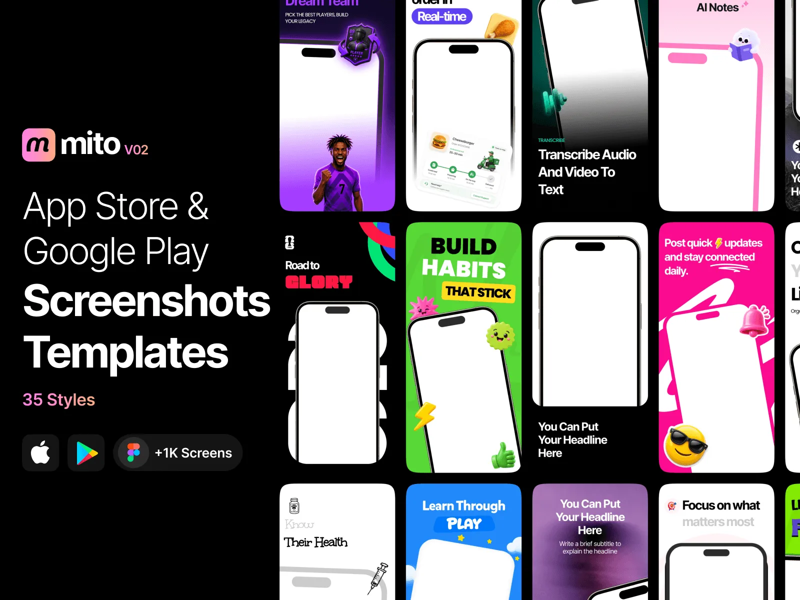 Mito - App Store & Google Play Screenshots Templates V02 preview 1
