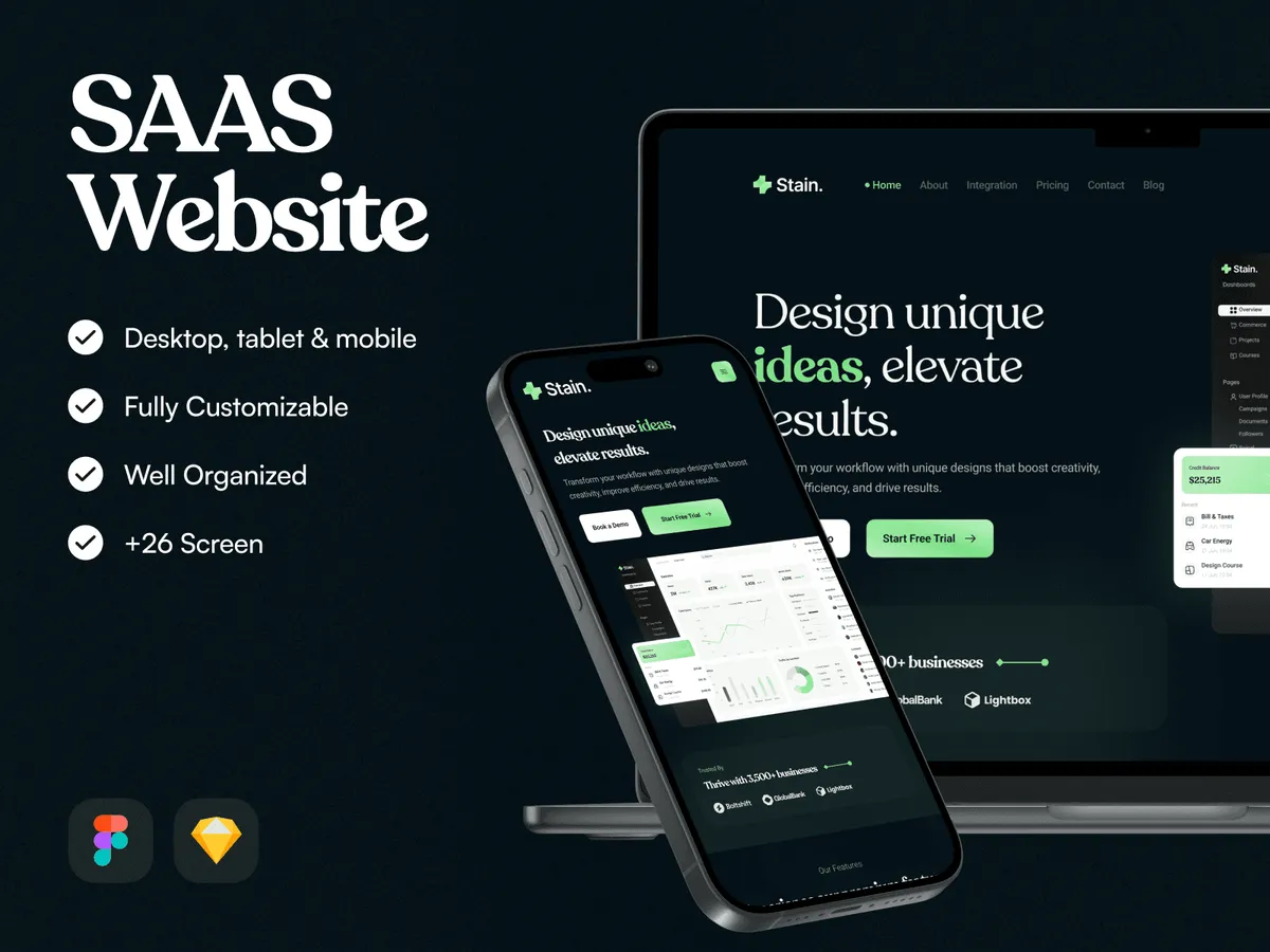 Stain SaaS - Website Template